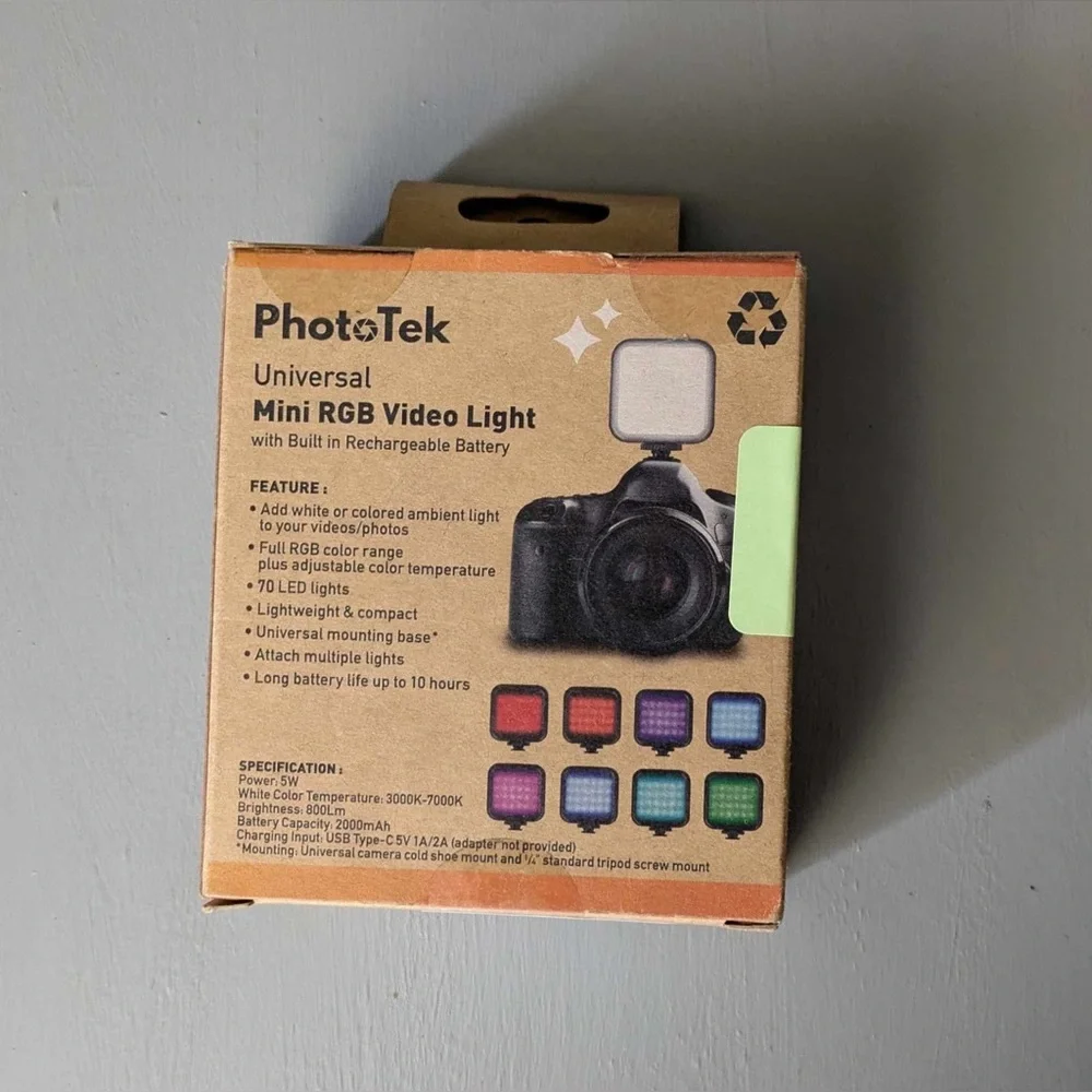 PhotoTeK Universal RGB Portable Rechargeable Video Light NEW